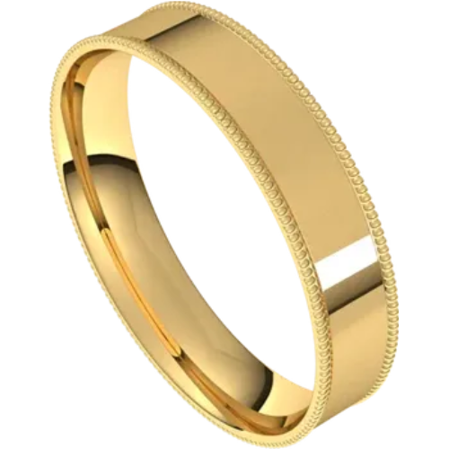 Mens Flat Milgrain Edge Wedding Band