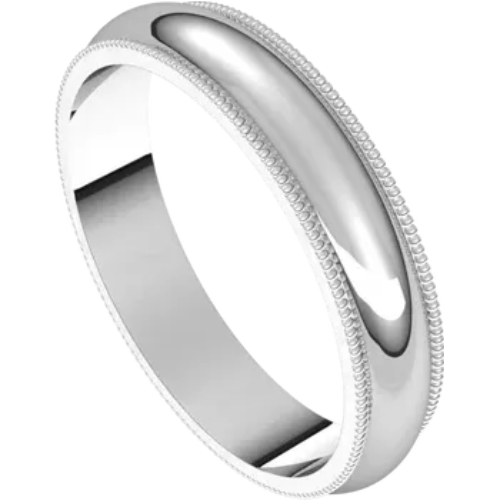 Mens Rounded Milgrain Edge Wedding Band